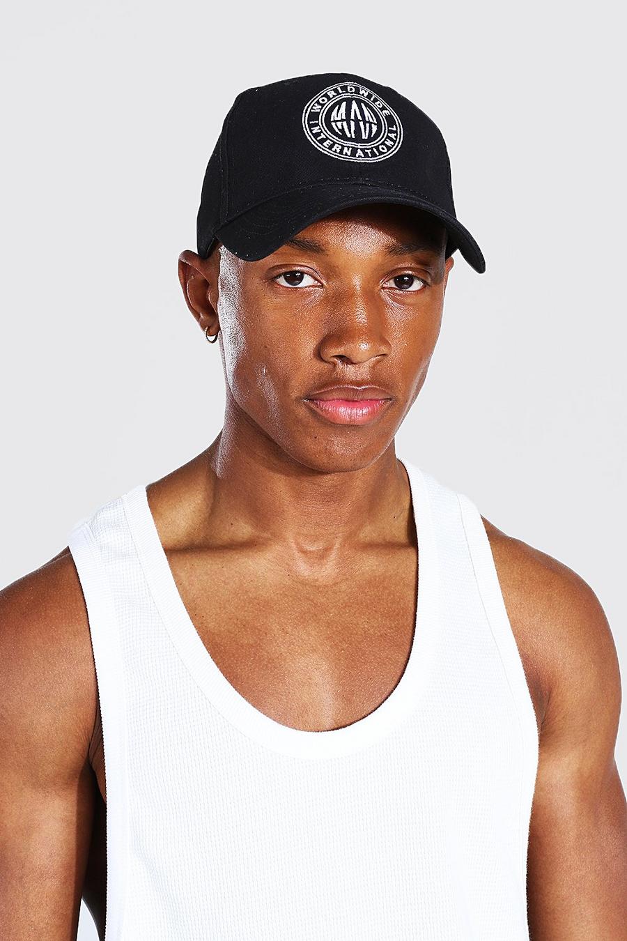Black Worldwide Embroidered Cap image number 1