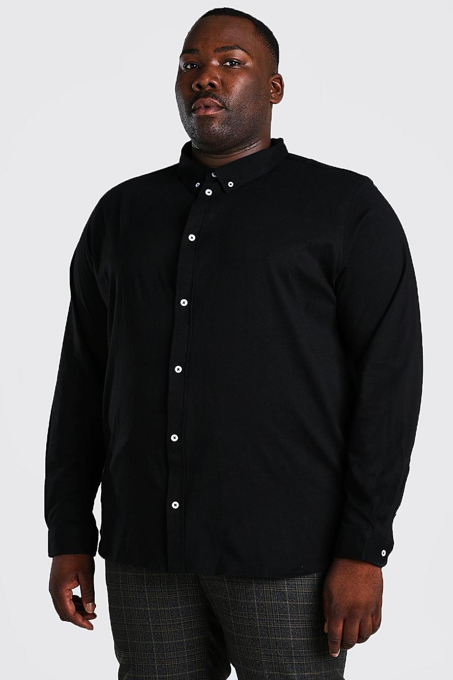 שחור חולצה מבד ג'רסי עם שרוולים ארוכים למידות גדולות image number 1