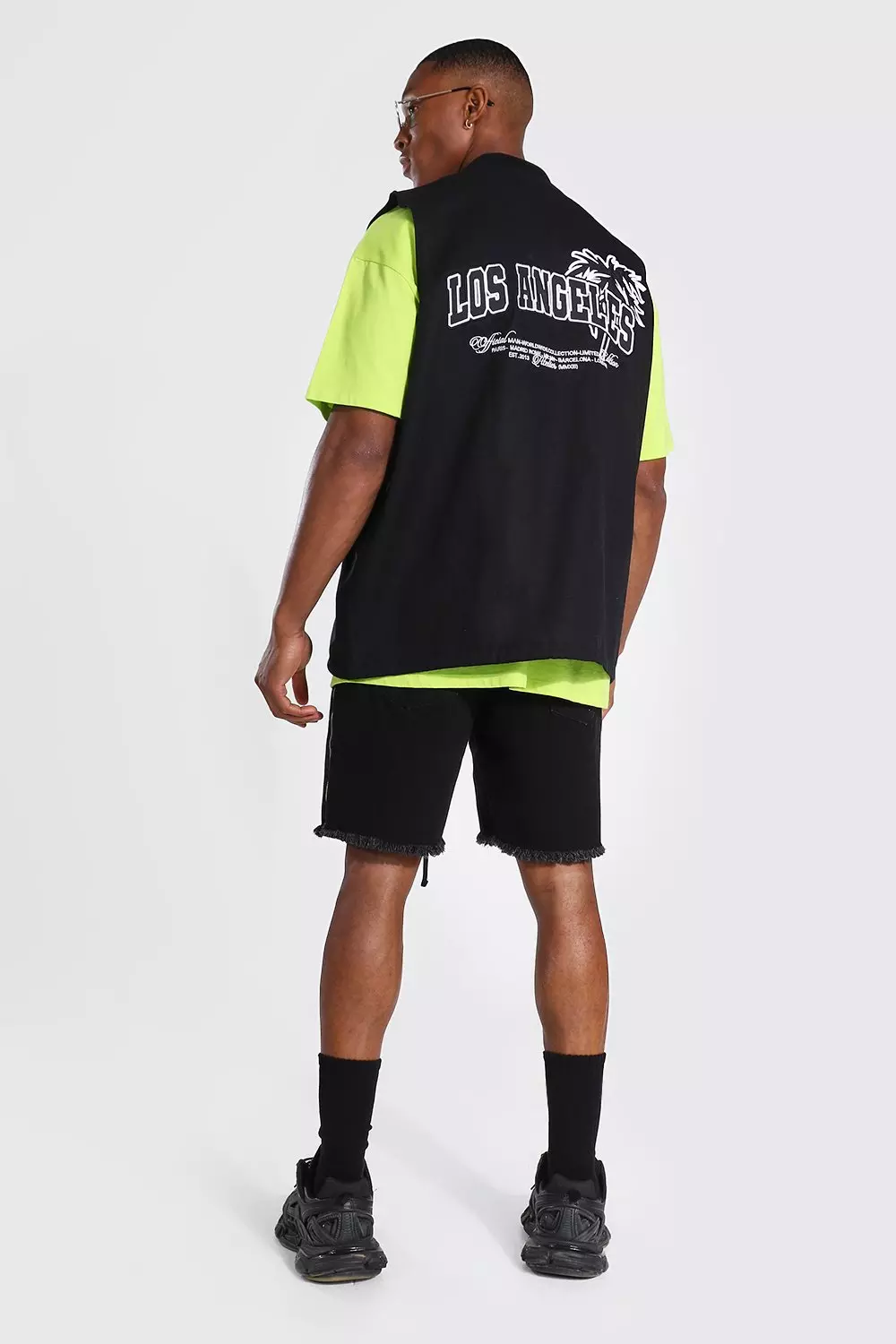 Black Offcl Twill Sleeveless Jacket With La Print alternative image