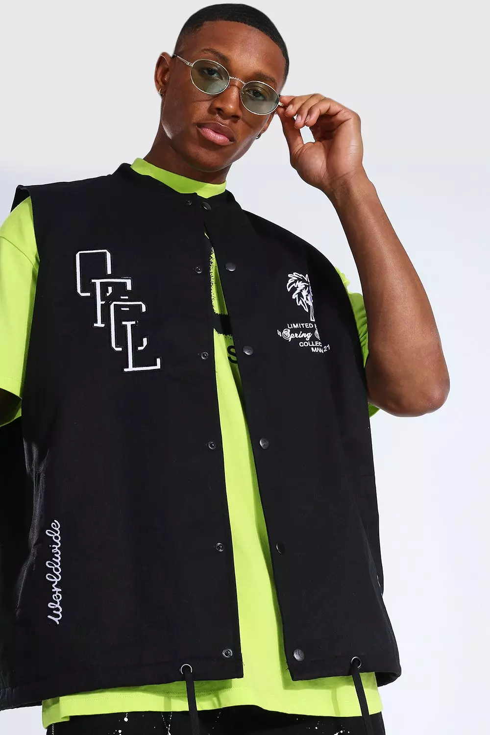 Black Offcl Twill Sleeveless Jacket With La Print alternative image