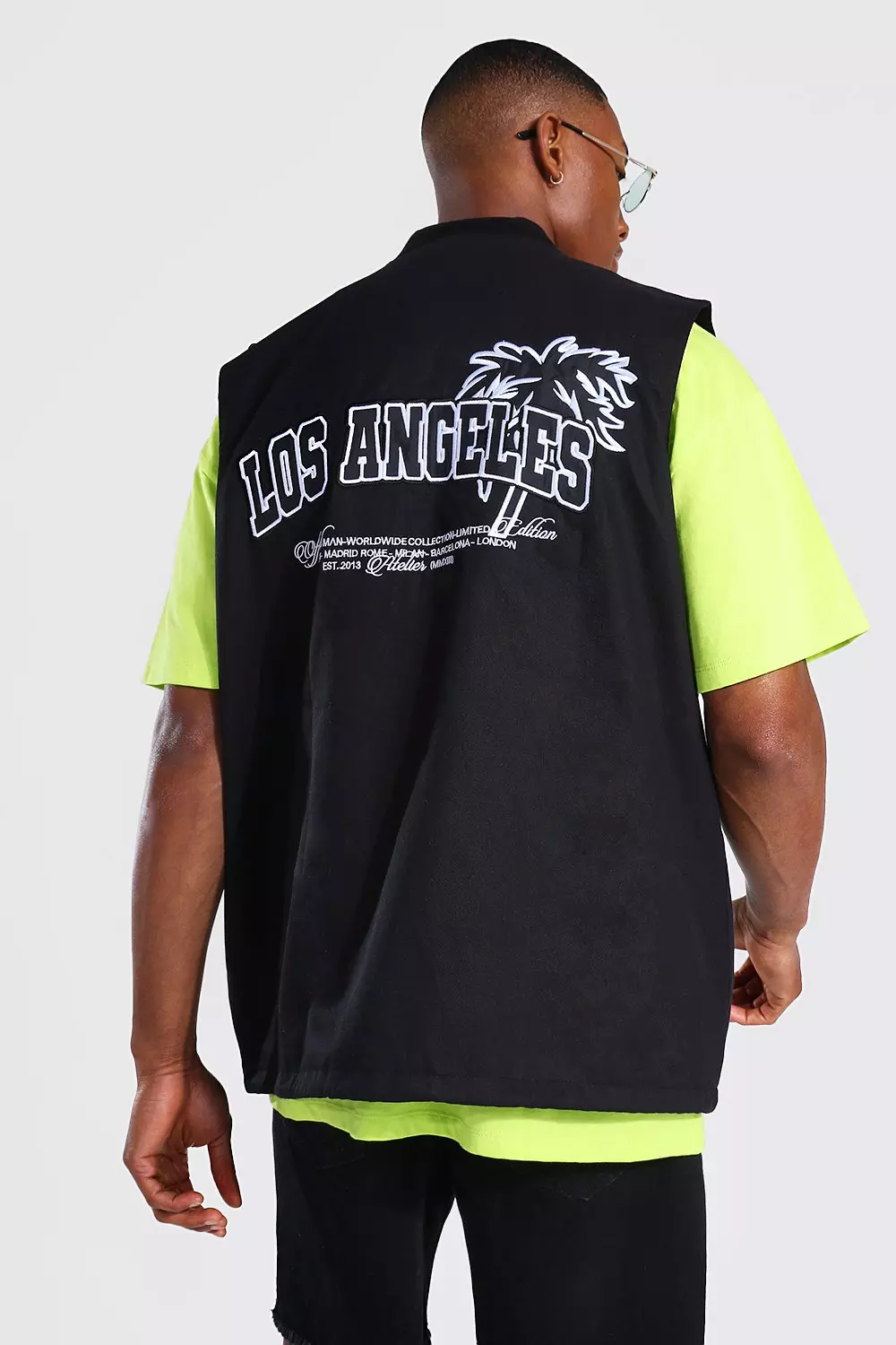 Black Offcl Twill Sleeveless Jacket With La Print alternative image