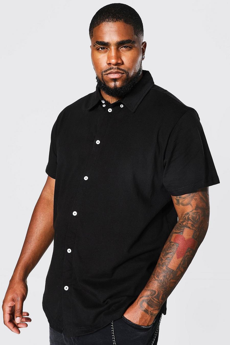 Black Plus Size Short Sleeve Jersey Shirt image number 1