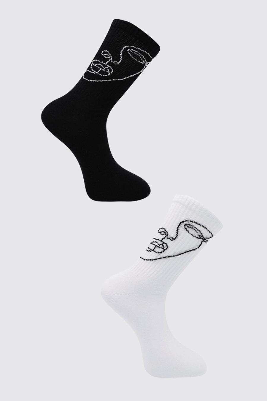 Pack de 2 calcetines con media cara dibujada, Multi image number 1