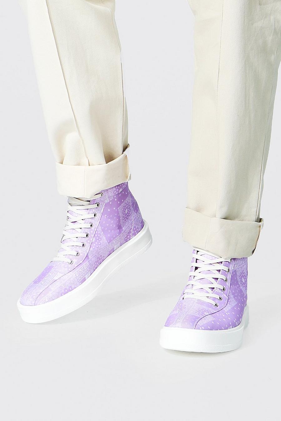 Lilac Bandana Branded Canvas High Tops image number 1