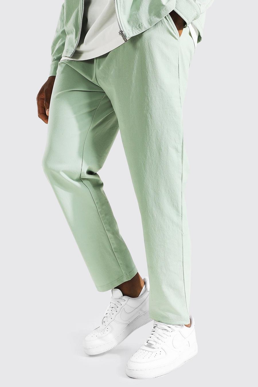 Pantaloni tapered con fascia in vita elasticizzata, Verde menta image number 1