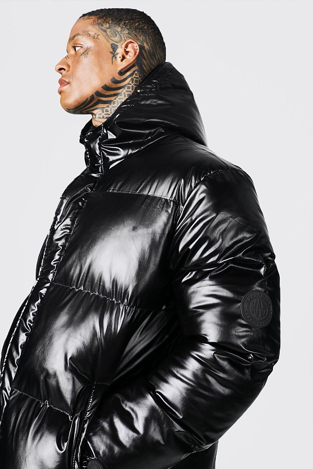 Black latex puffer clearance jacket