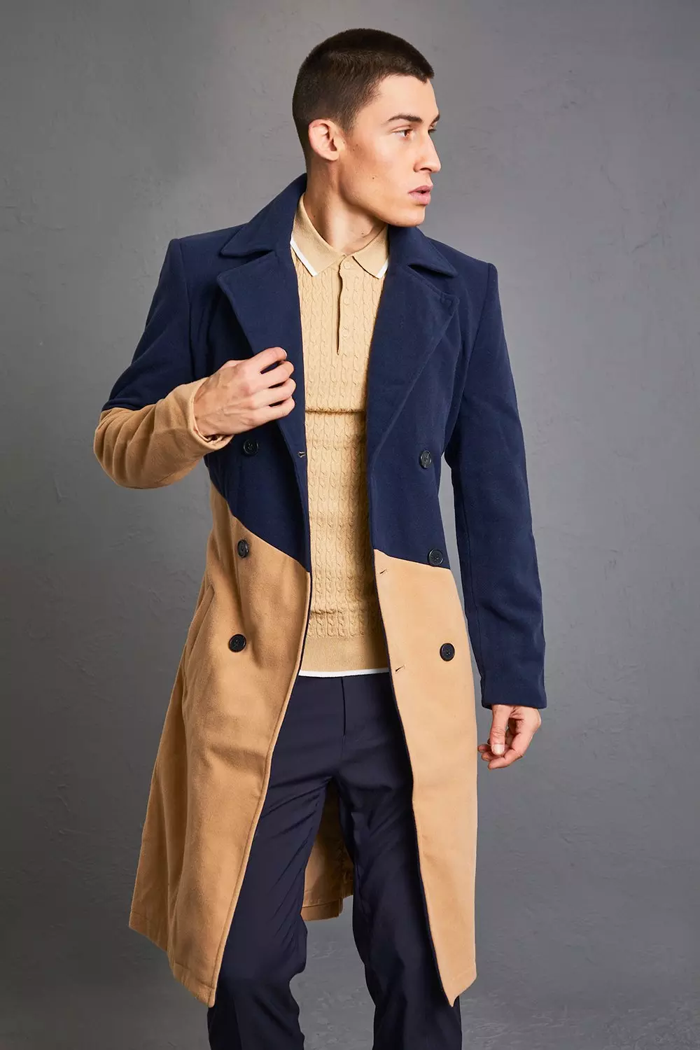 Color block sale trench coat