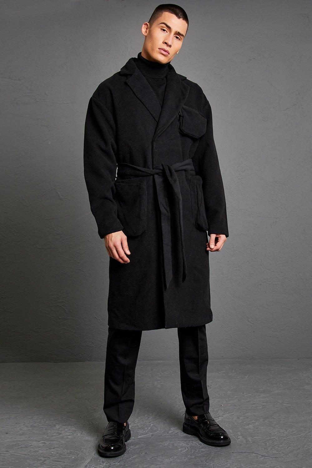 Men coat 2025 with belt