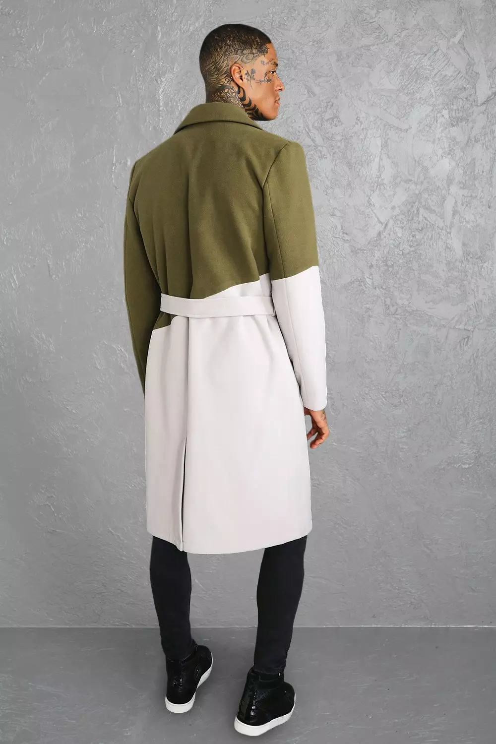 Single breasted color block on sale coat