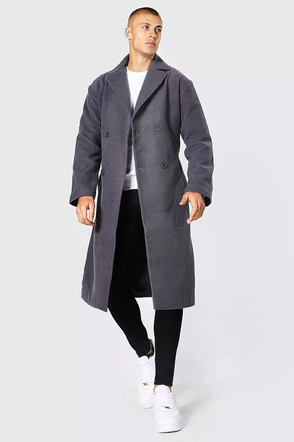 Charcoal trench coat on sale mens