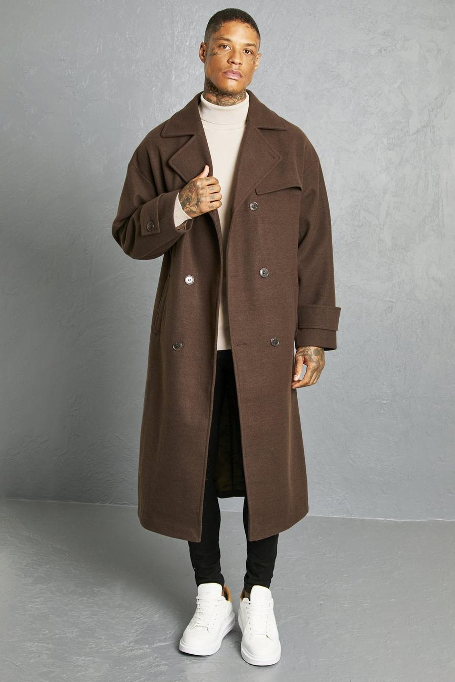 Chocolate Double Breasted Storm Flap Trench Overcoat image number 1