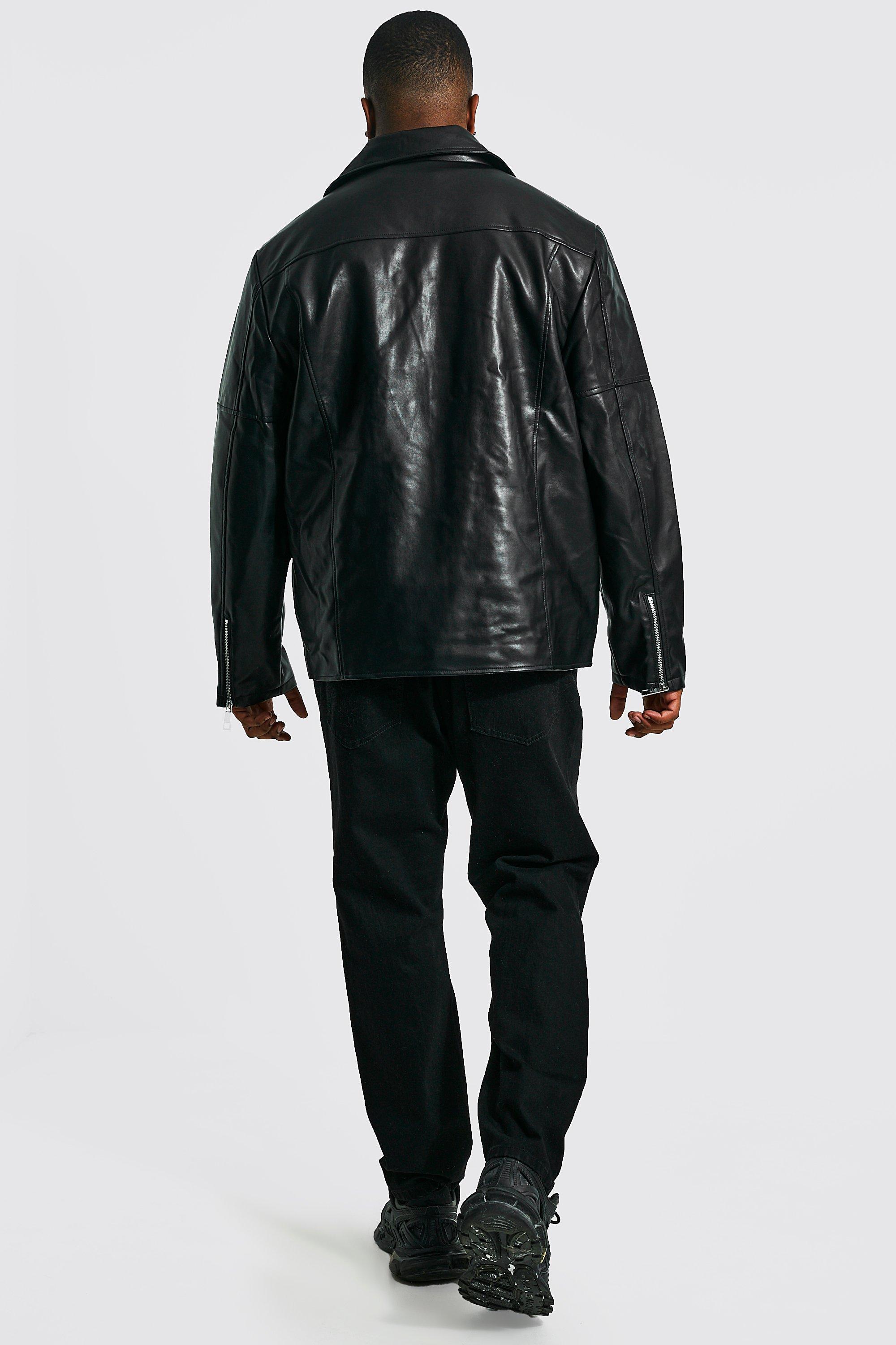 Mens plus shop size leather jacket