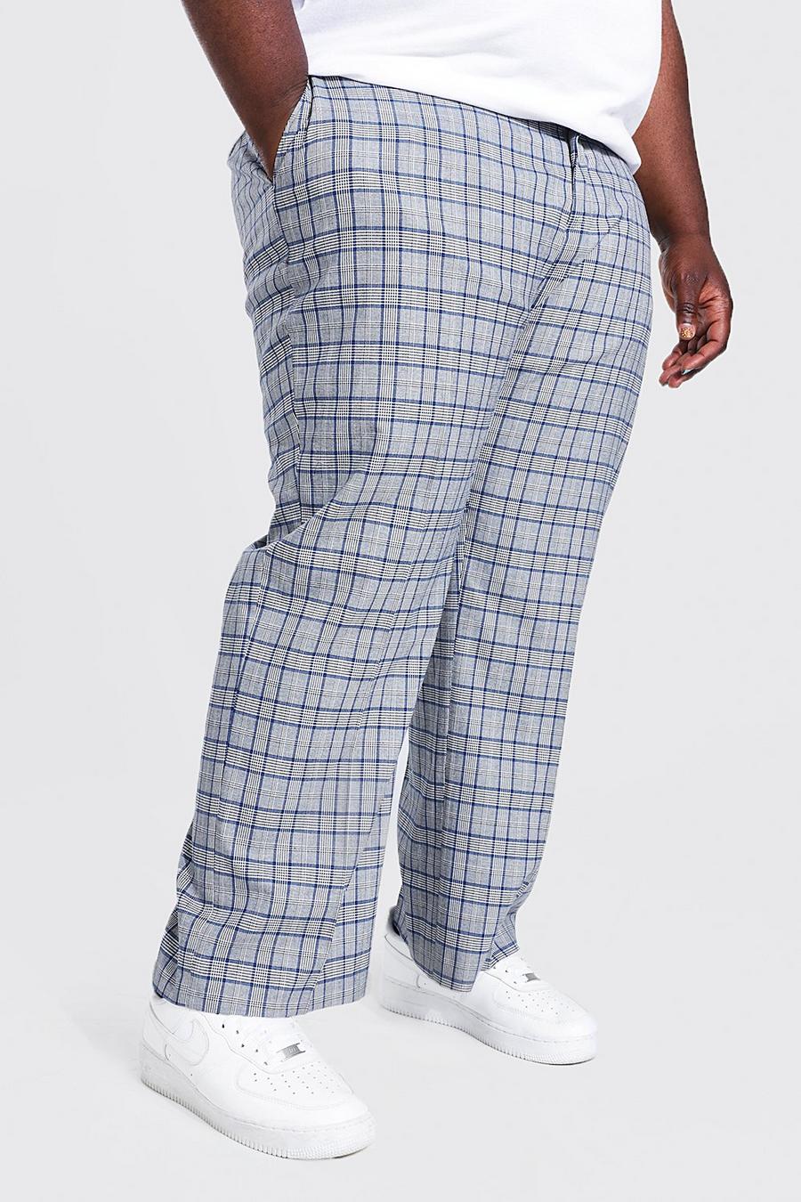Grey Plus Size Regular Fit Check Pants image number 1