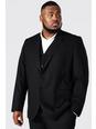 Black Plus Size Slim Single Breasted Suit Jacket