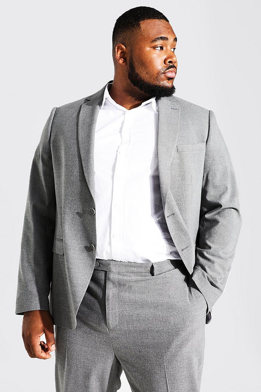 Grey Plus Size Slim Single Breasted Suit Jacket image number 1
