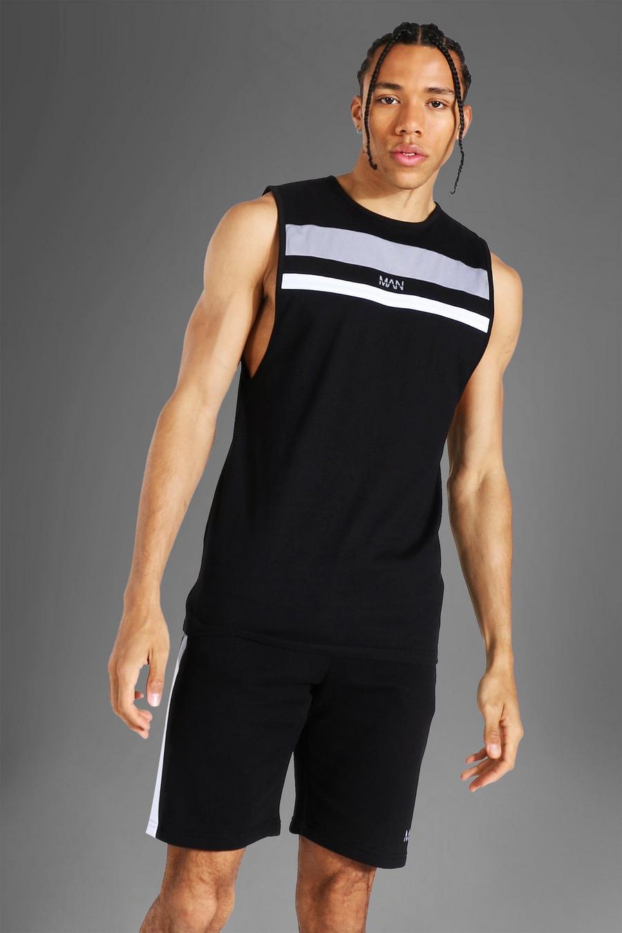 Camiseta sin mangas Tall MAN Active con colores en bloque, Black image number 1