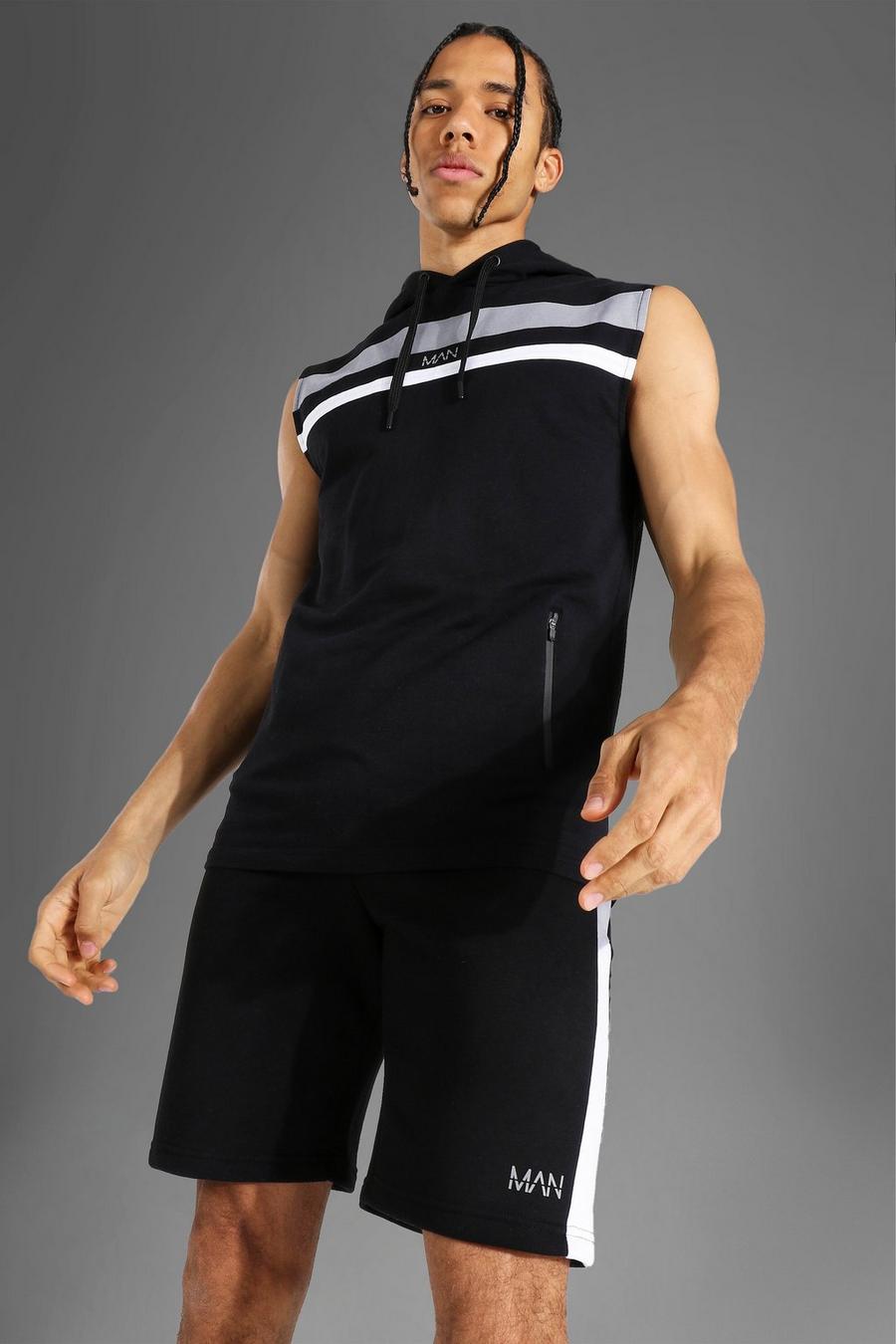 Black Tall - MAN Active Ärmlös hoodie med blockfärger image number 1