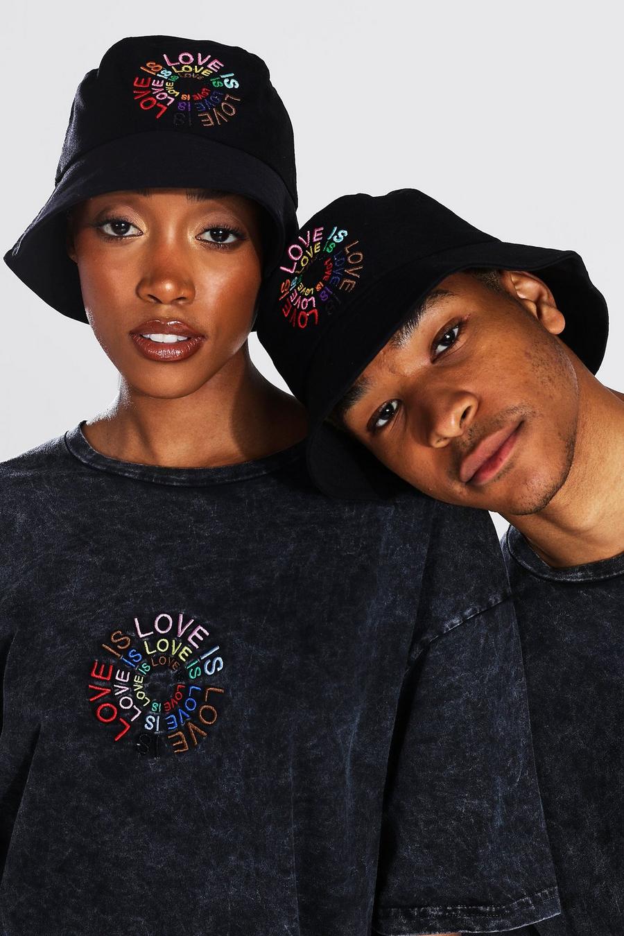 Black Pride Love Is Love Circle Print Bucket Hat image number 1