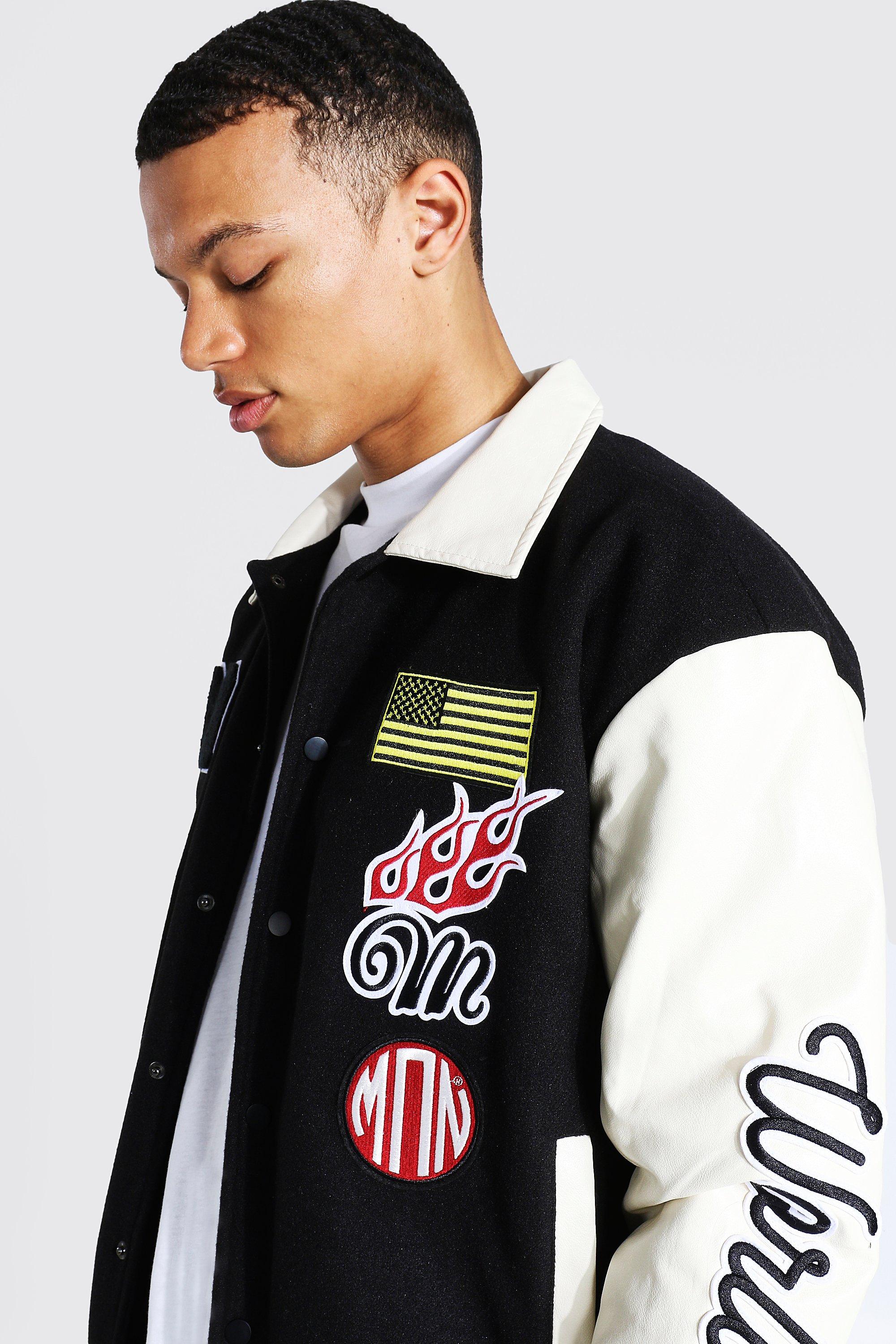 varsity jacket boohoo men