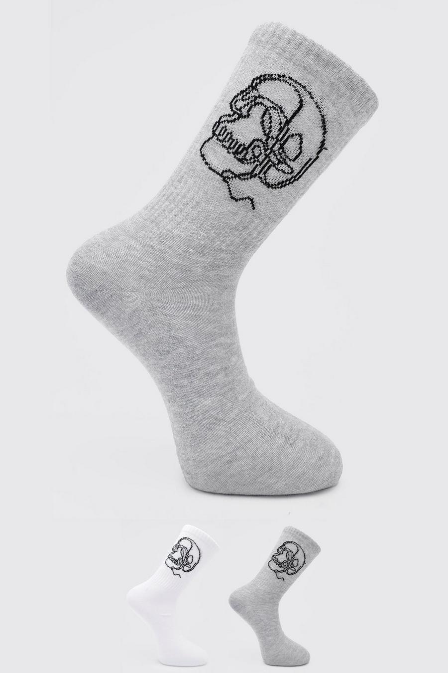 מולטי מארז 2 זוגות גרביים עם הדפס גולגולת image number 1