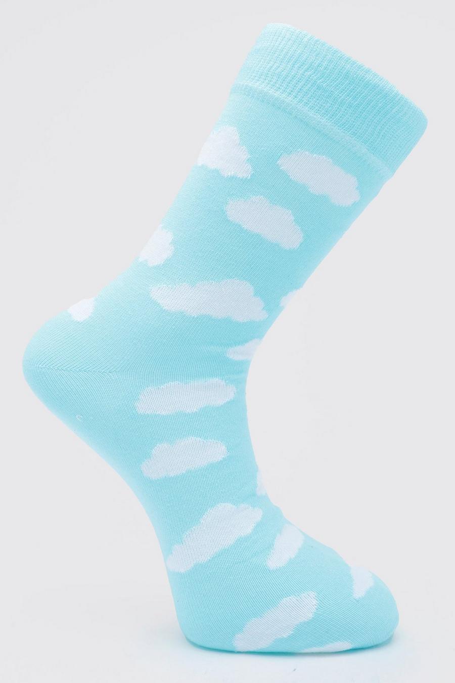 Socken aus Jacquard mit Wolken-Print, Blau image number 1