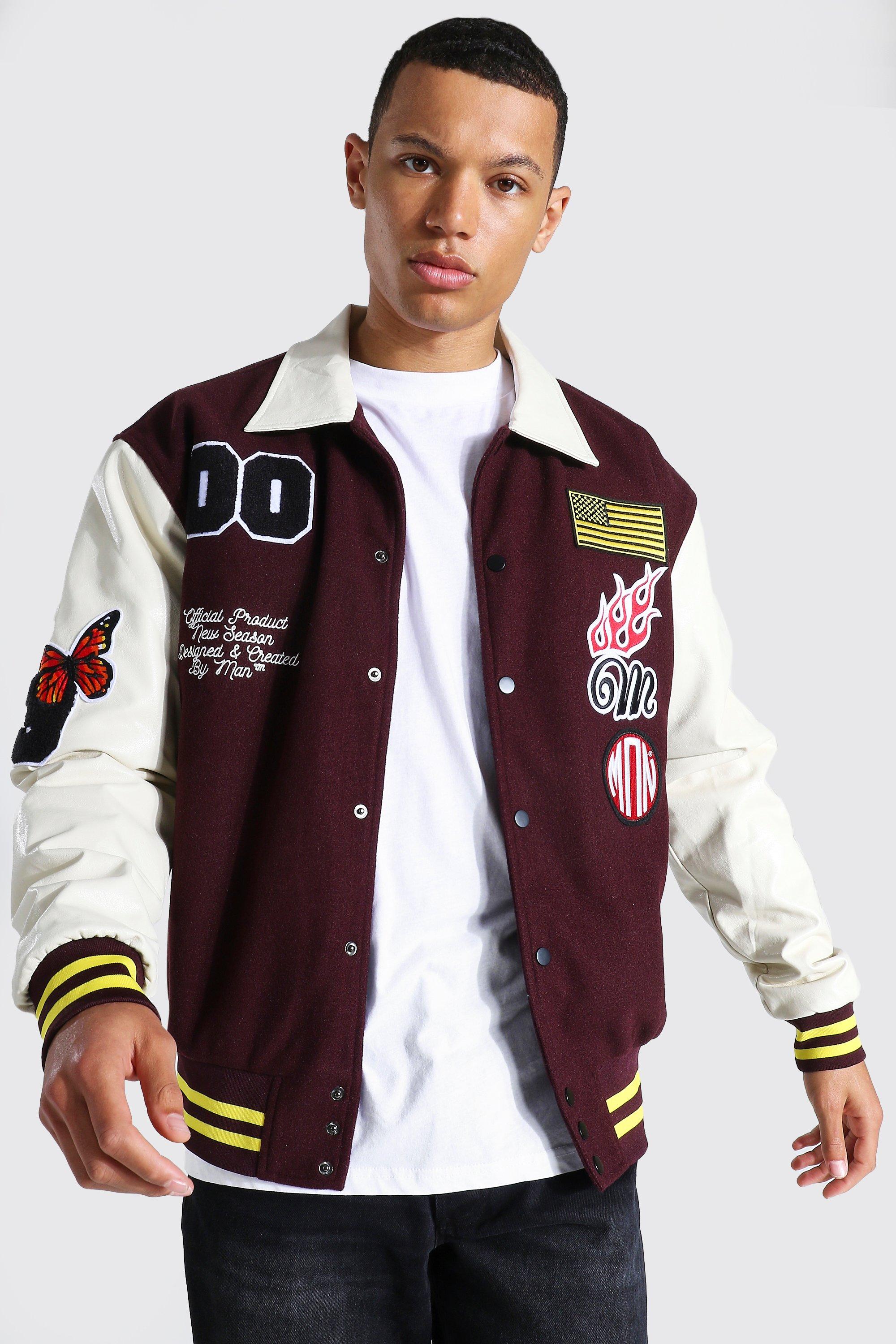 Jersey Varsity Bomber Jacket With Badges