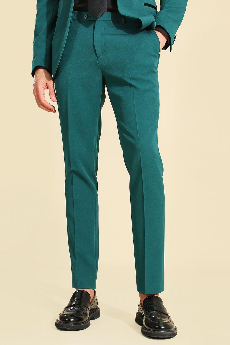 Skinny Dark Green Suit Pants image number 1
