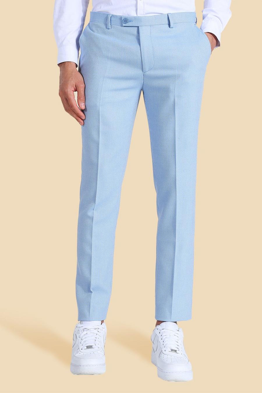 Light blue Skinny Textured Suit Pants image number 1