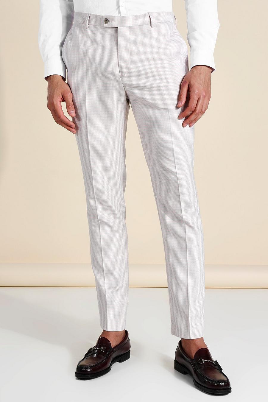 White Houndstooth Skinny Suit Pants image number 1