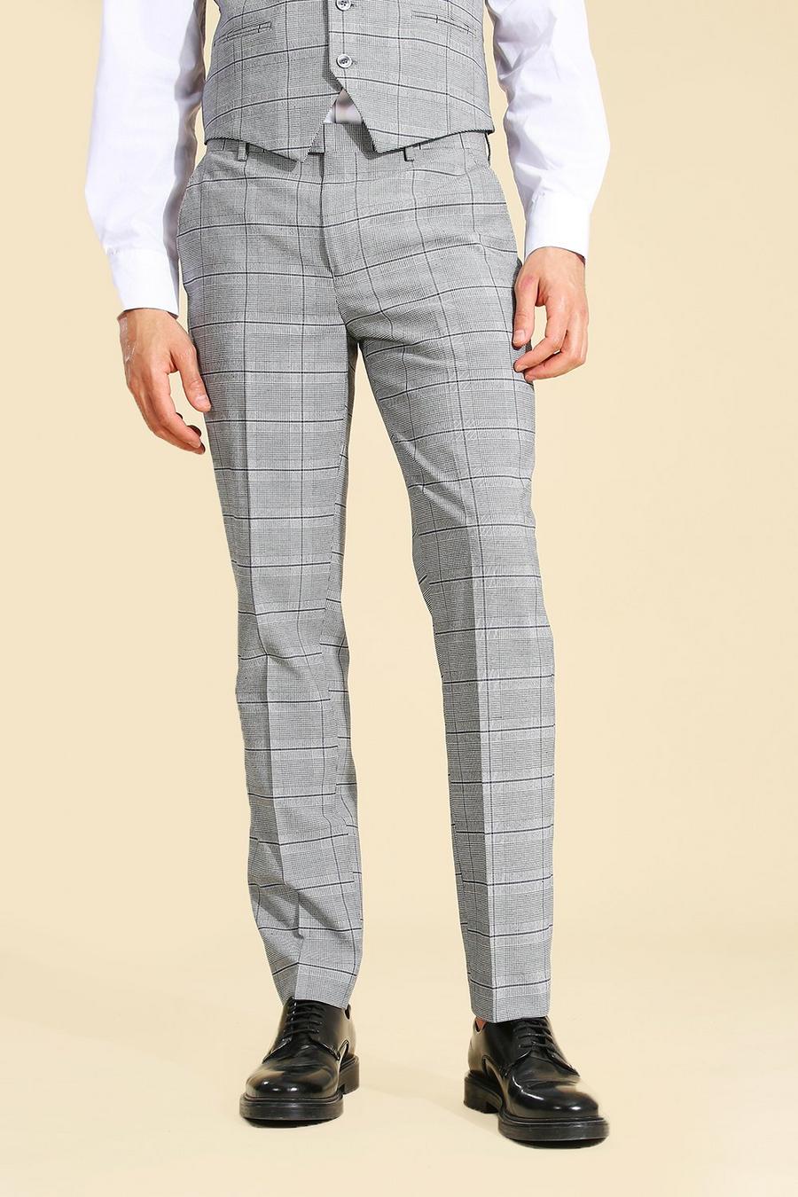 Slim Grey Check Suit Pants image number 1