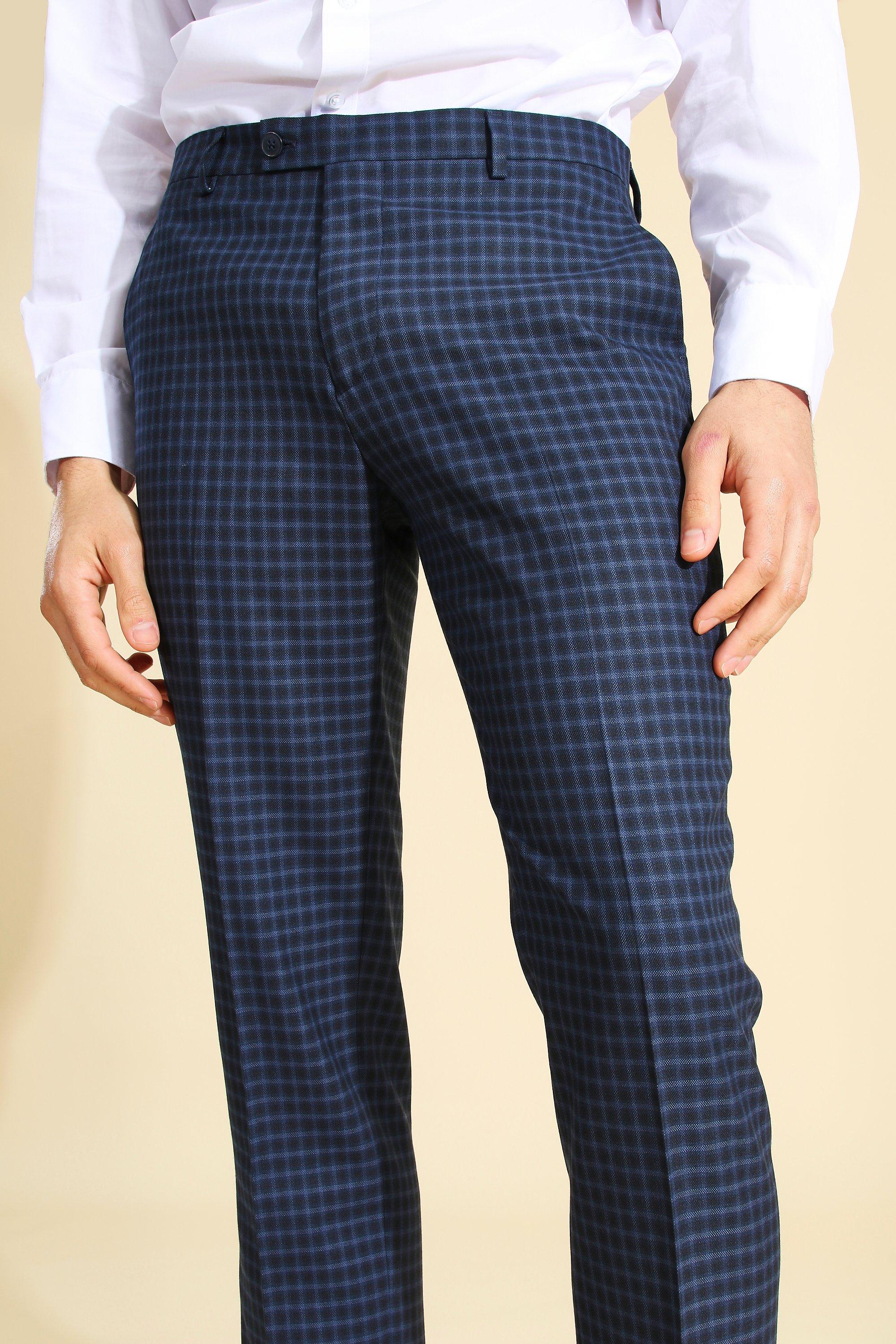 Blue check suit store trousers