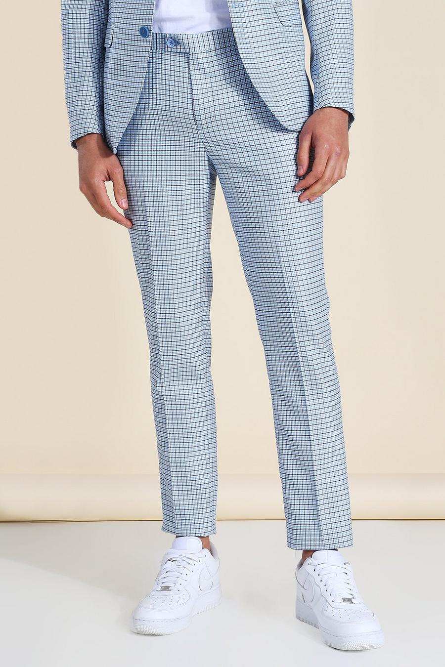 Blue Skinny Houndstooth Suit Trouser image number 1