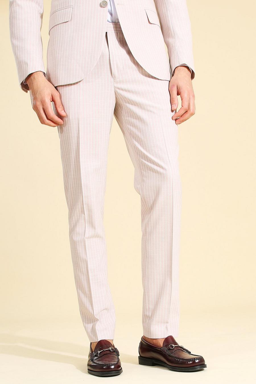 Pantaloni da completo Skinny Fit a righe verticali, Pink image number 1