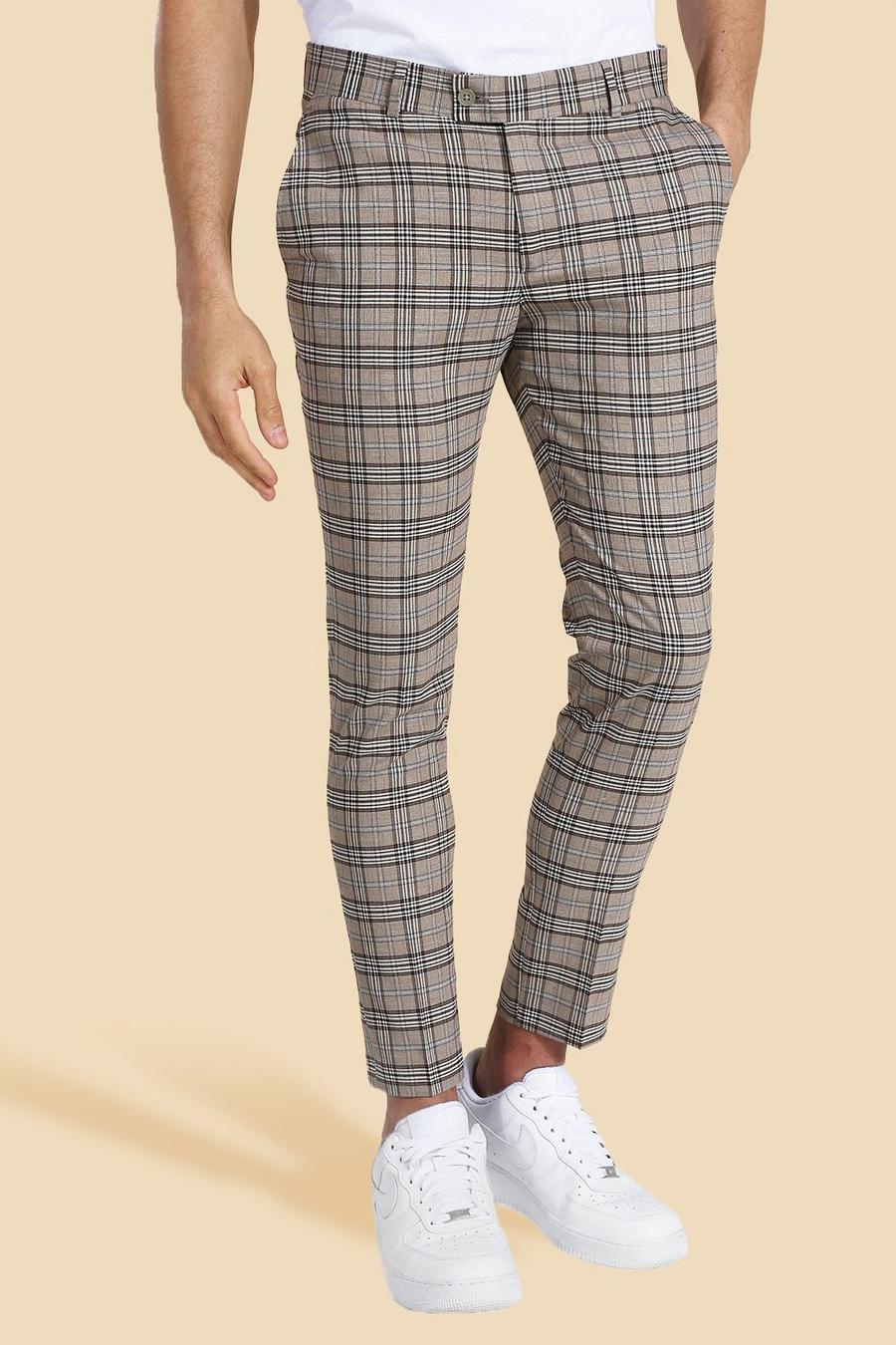 Tan marron Super Skinny Check Suit Trouser image number 1