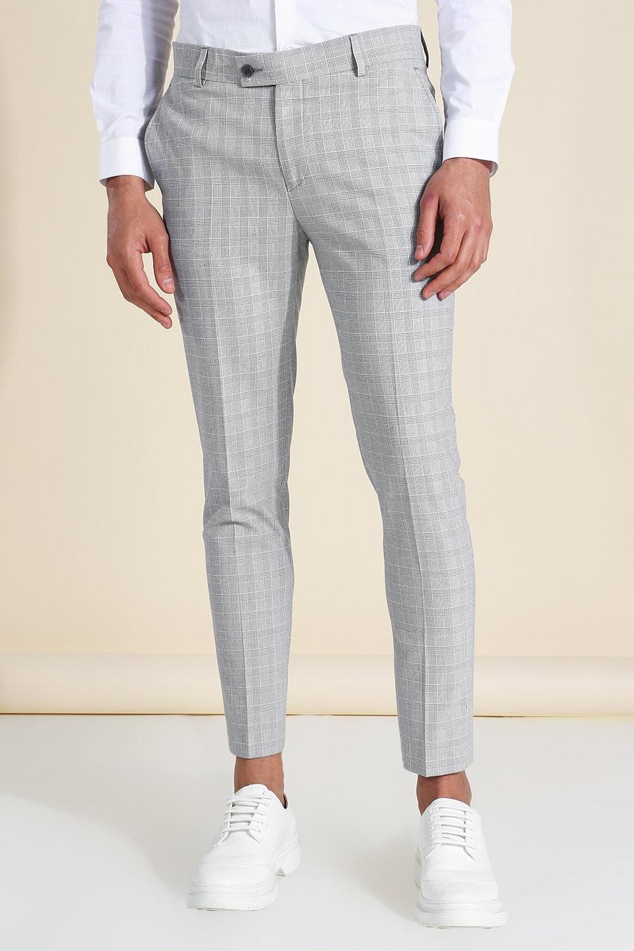 אפור מכנסי חליפה סופר סקיני עם הדפס משבצות  image number 1