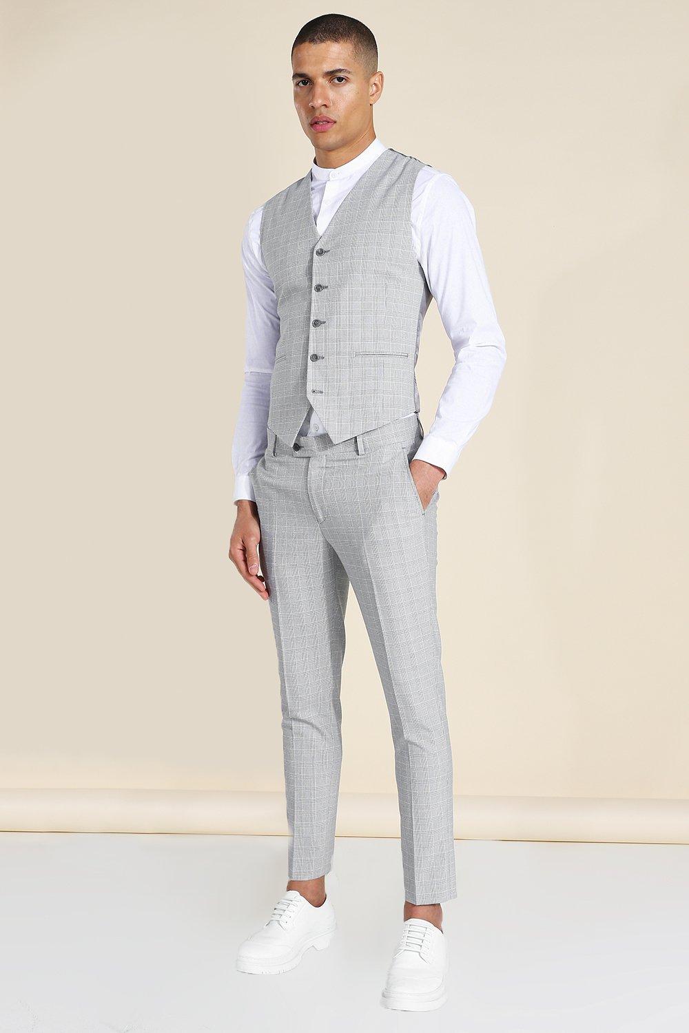 Grey Skinny Check 3 Piece Suit