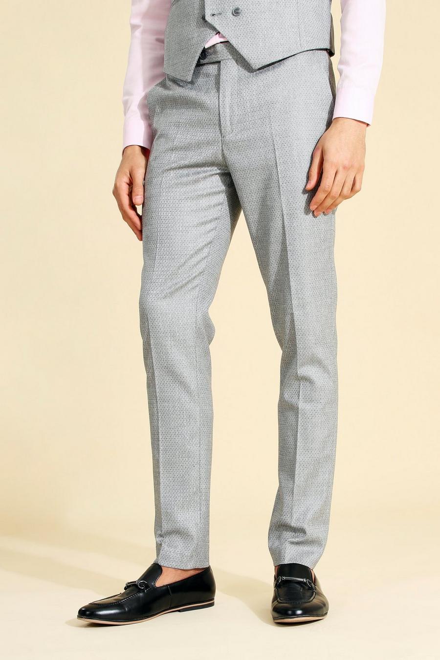 Skinny Textured Grey 3 Piece Suit