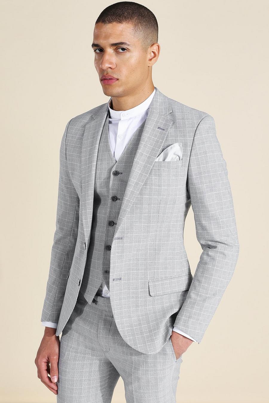 Chaqueta de traje súper ajustada con botonadura, Grey image number 1