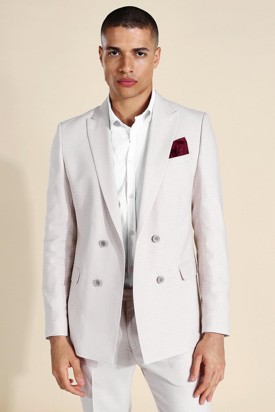 White Double Breasted Skinny Suit Jacket image number 1