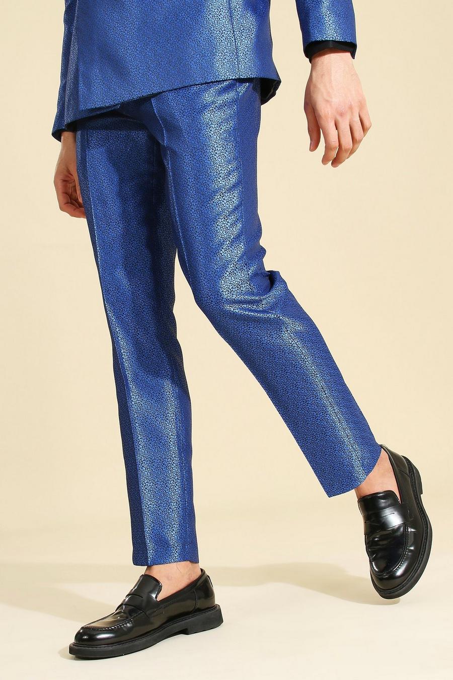 Pantalon de costume coupe skinny en jacquard , Cobalt image number 1