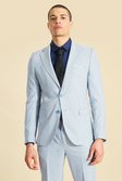 Blue Single Breasted Skinny Suit Jacket