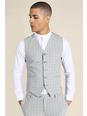 Grey gris Super Skinny Check Single Breasted Waistcoat
