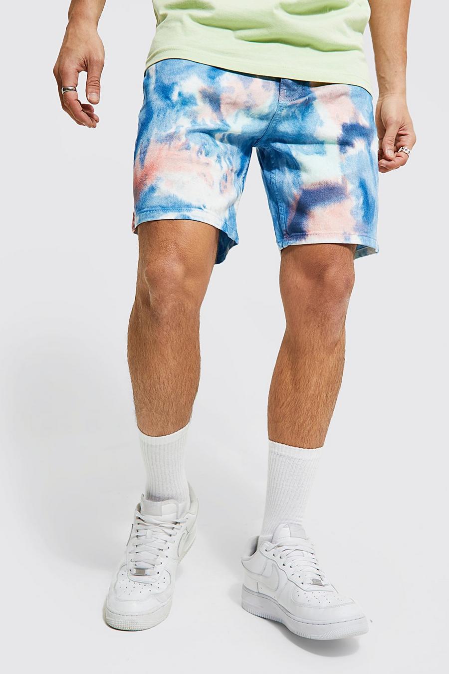 Pink Relaxed Fit Tie Dye Denim Short image number 1