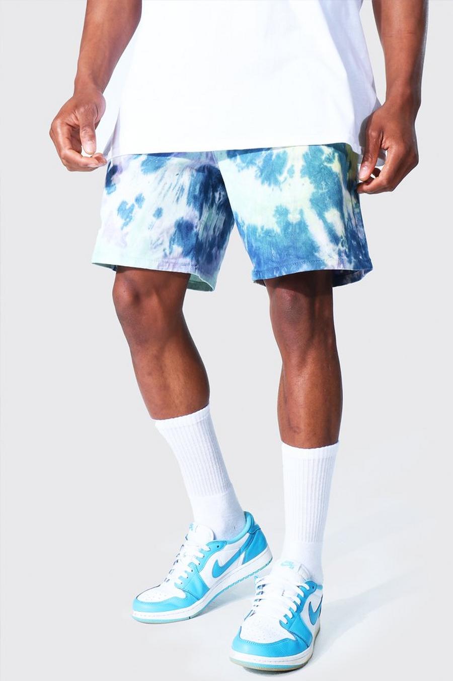 Multi Relaxed Fit Tie Dye Denim Short image number 1