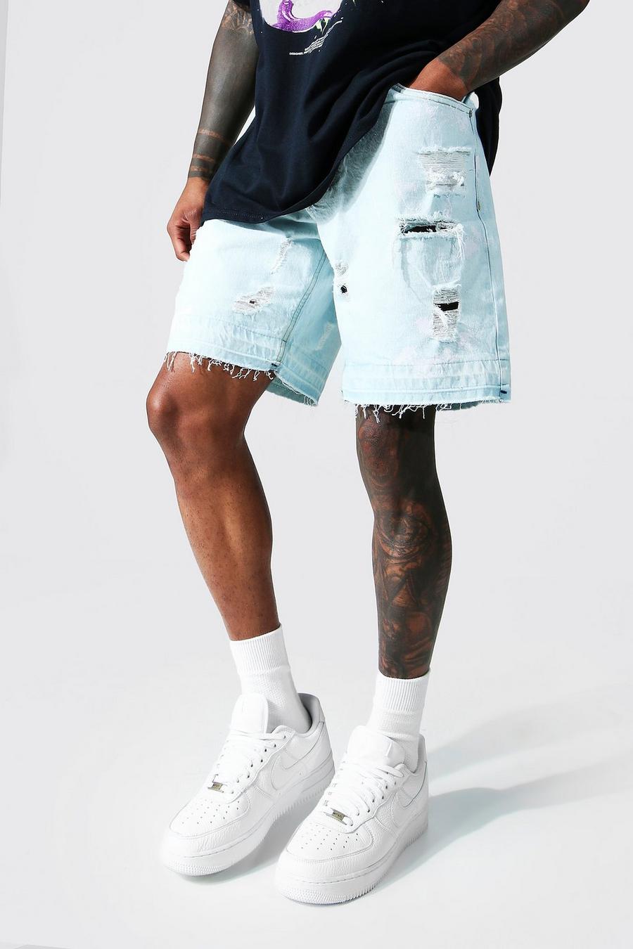 Bleach wash Relaxed Fit Paint Jean Short image number 1