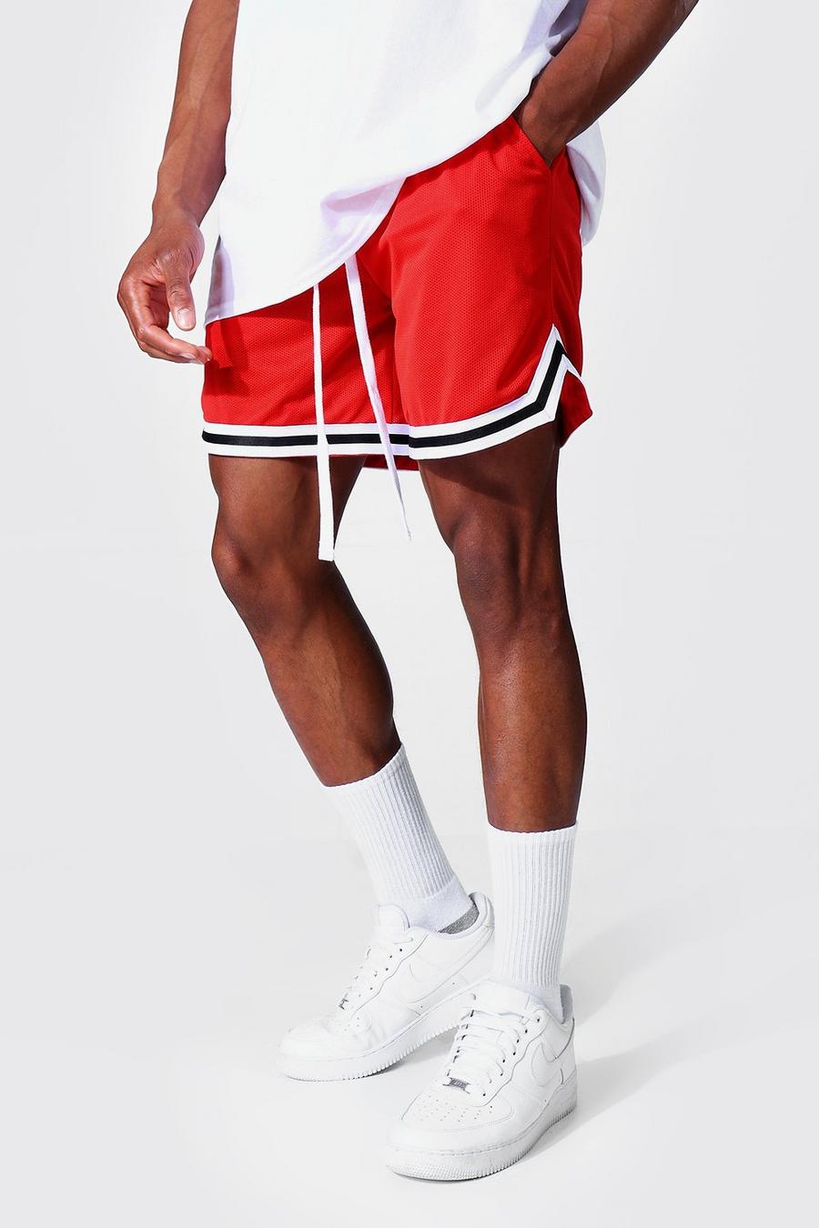 Men's Short Length Mesh Basketball Shorts With Tape | Boohoo UK