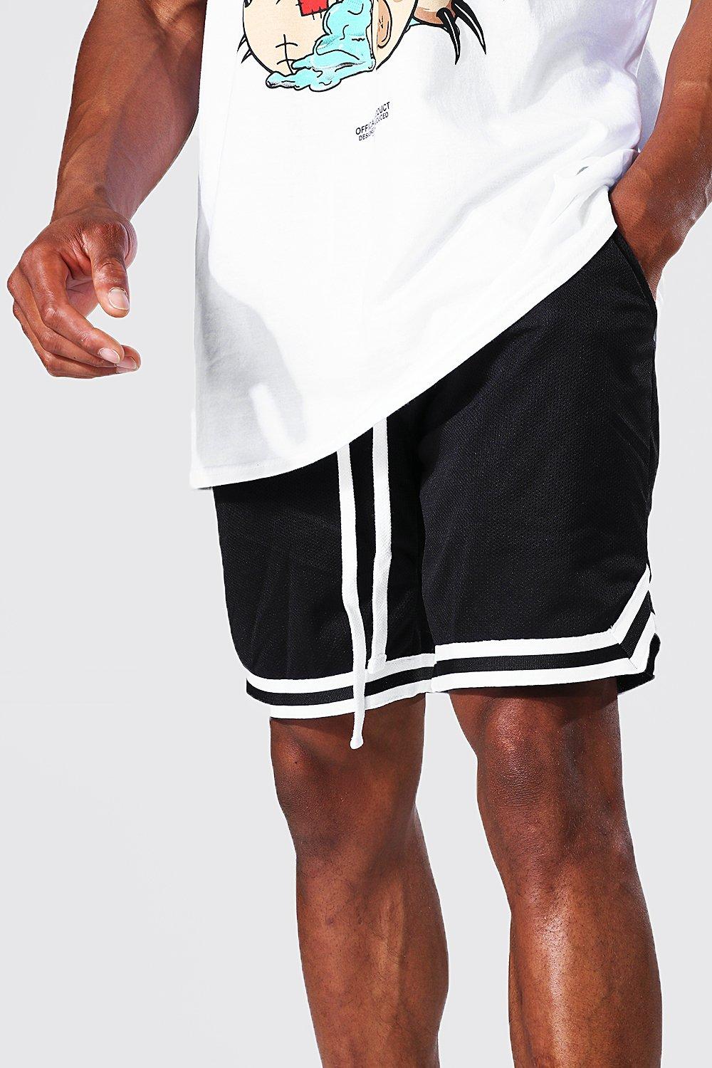 Short Length Mesh Basketball Shorts With Tape