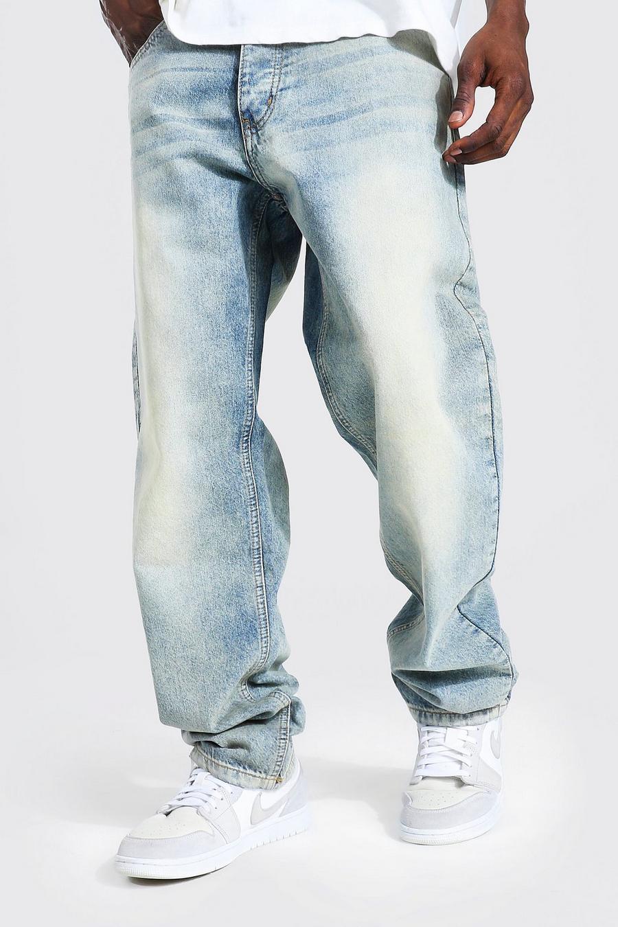 כחול עתיק ג'ינס קשיח בגזרה משוחררת image number 1