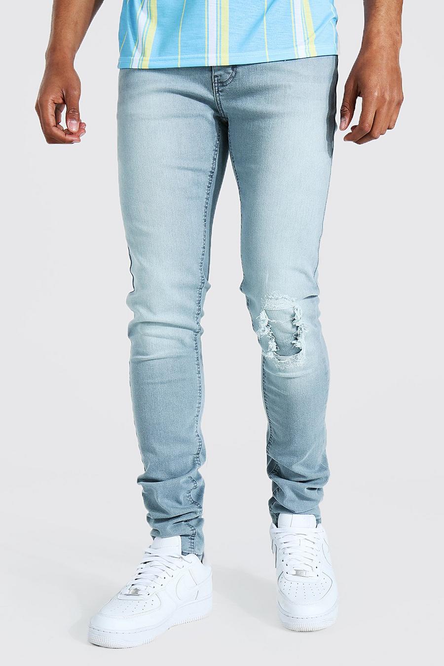 Ice grey Skinny Exploded Knee Stacked Leg Jean image number 1