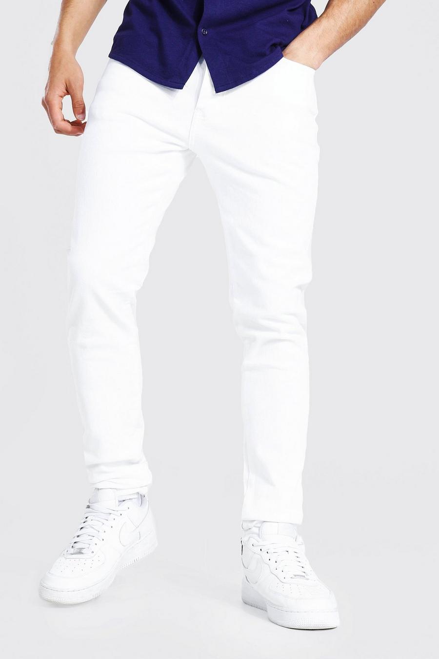 White Tapered Stacked Leg Jean With Ankle Zips image number 1